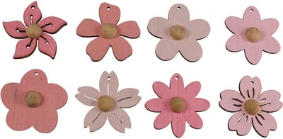 Houten bloemen hangdecoratie hout zomerdecoratie roze 4,5cm 24 st, 24