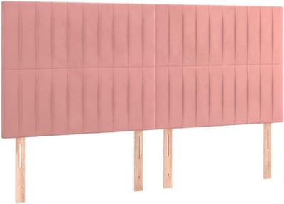 Verstelbaar Fluite Hoofdbord Roze - Zachte Stof en Houten Poten