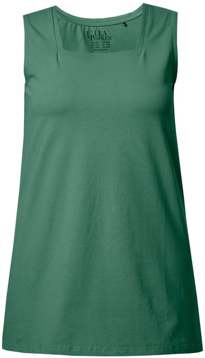 Ulla Popken - Dames - Longtop classic fit carréhals mouwloos - Donker eucalyptus - Maat 50+