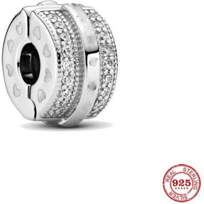 Nouveau Charme Perle DIY de Sécurité Clip Pavé Ligne Couleur Argent Original Fit Charms Mode Européens Bracelet Joncs Bijoux DIY P266 -Y white