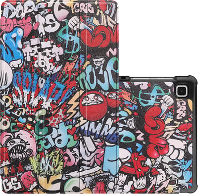 Hoes - Geschikt voor Samsung Galaxy Tab S6 Lite - Dun & Stevig - Trifold Bookcase - Hard Cover - Hardcover Book Case - Tablet Hoesje - Graffity