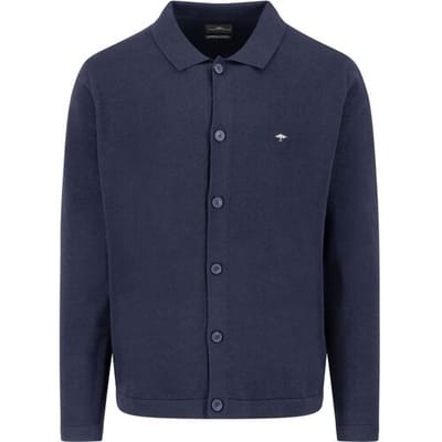 Fynch-Hatton Vest Uni Color Superfine Cotton Buttons Navy / male