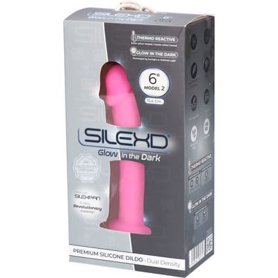 SILEXD - Realistische Dildo - 15 x 3 cm - Glow-in-the Dark Roze