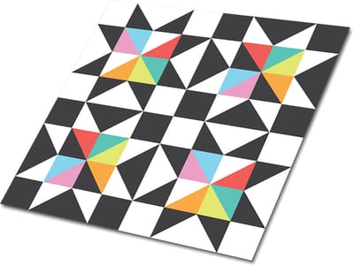 Tulup PVC Tegels - Geometrisch Patroon Vinyl Tegels - 30 cm x 30 cm - Veelkleurig Zelfklevende Vinyl Tegels - 9 stuks - Vinyl Tegels Zelfklevend - Geometrisch Plaktegels - Vinyl Wandtegels - Plaktegels keuken en Badkamer