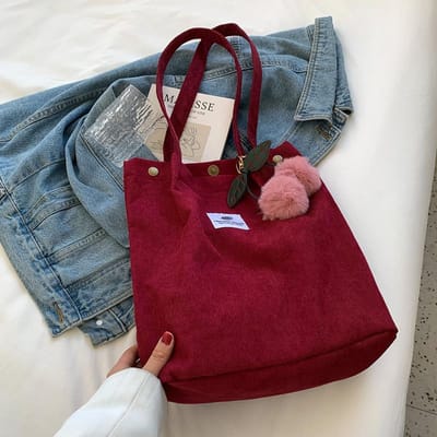 Herfst en Winter Corduroy Tas Nieuwe Koreaanse Versie Ins Japanse Harajuku One-shoulder Tote Tas Vrouwelijke Student Boodschappentas brown