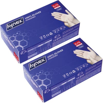 Hynex Vinyl Wegwerphandschoenen – Gepoederd – Latexvrij – Transparant – Maat XL – 4,5gr – 200 stuks (2 × 100 stuks)