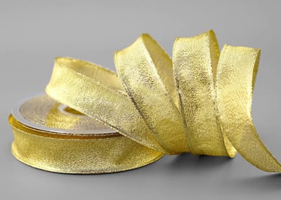 25 m x 25 mm Decoratief brokaat lint GOUD met bedrade randen glinsterende extra glanzende stof voor het inpakken van cadeaus cadeautjes strikken deko lurex Kerst Advent voor decoratie en handwerk