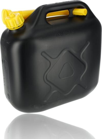 Jerrycan 10 liter zwart – Jerrycan zwart voor brandstof – 10 liter – inclusief schenktuit – o.a. benzine / diesel – Jerrycan benzine – Jerrycan kopen 10 liter – 10 liter kunststof brandstof jerrycan
