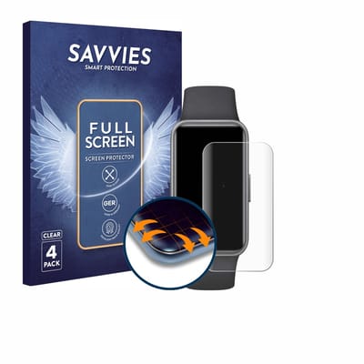 Savvies - Screenprotector voor Huawei Band 10 - Folie Beschermfolie transparant volledig dekking 4 Stuks