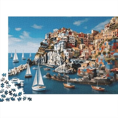 Puzzel 1000 stukjes - Volwassen puzzel - Ontspannend spel - Gerecycled materiaal - 52 x 38 cm - Cinque Terre