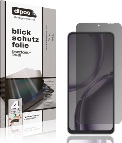 dipos – Matte Privacy Screenprotector geschikt voor Tecno Pop 20 | Anti-Spy Beschermfolie