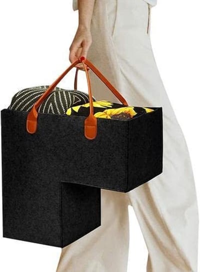 Dailygoods- Trapmand met handvatten - Opbergmand - Vilten mand - L-vormige organizer - Opvouwbaar - Duurzaam opslagmiddel