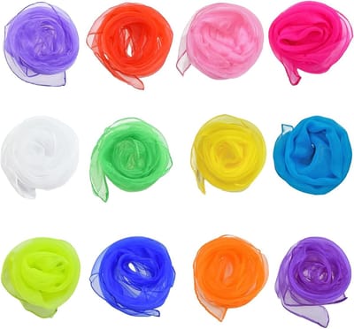 longziming - Regenboog- Danssjaaltjes - 12 Stuks - Jongleer Sjaals - 60x60 CM - Sensory Speelgoed Voor Dans, Juggling En Motorische Vaardigheden