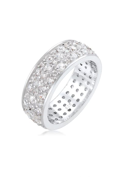 Elli PREMIUM - Ring - Dames Band Ring Microsetting met Zirkonia Kristallen in 925 Sterling Zilver - Dames