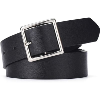 Dames Riem Zachte PU Leer Riem Vierkante Gesp Pin Gesp Jeans Zwarte Riem Chic Luxe Merk Fancy Vintage Riem Vrouwelijk black