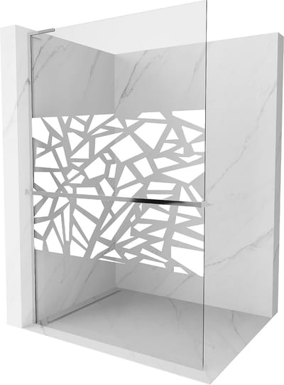 Mexen Kioto+ L Douchewand met plank Walk-in 70 x 200 , wit patroon, chroom - 800-070-123-01-85