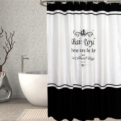 Douchegordijn Waterdicht Badgordijnen Badkamer Kroon Letters Gedrukt Voor Badkuip Douchehoes Extra Groot Breed 12 Stuks Haken W90H165(CM)-1 Pcs