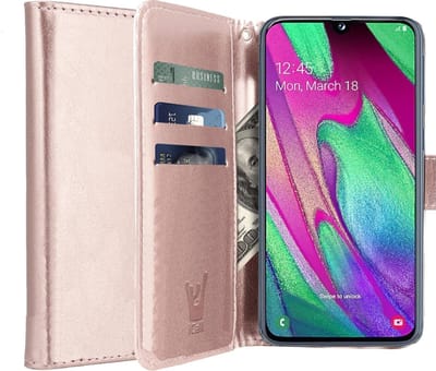 Hoesje geschikt voor Samsung Galaxy A40 - Book Case Kunstleer Pasjeshouder Rosegoud