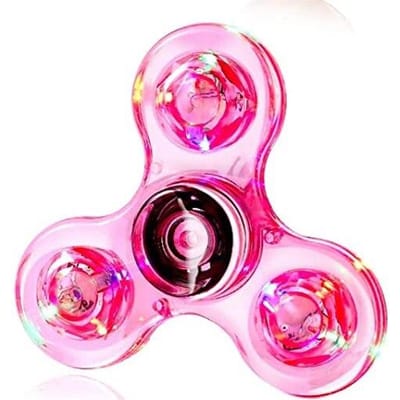 Kristal Lichtgevende LED-licht Fidget Spinner Hand Top Spinners Gloeit in het Donker EDC Stressverlichtende Speeltjes Kinetische Gyroscoop voor Kinderen pink pink