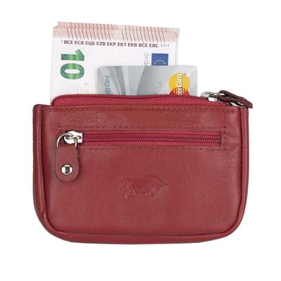 Portemonnee Dames – Rood - Soepel Leer - Sleuteletui met rits – Mini Portemonnee - Arrigo