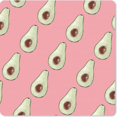 Muismat 20x20 cm - Mousepad Avocado - Roze - Fruit - Muismatten