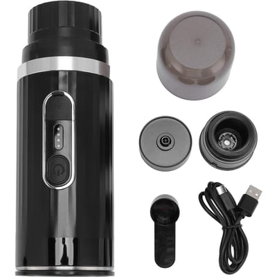 Machine à café portable, mini, rechargeable, électrique, pour voiture, voyage, camping, maison, extérieur, noir gray