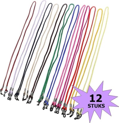 Fako Bijoux® - 12x Brillenkoord Nylon - Multipack - 12 Stuks Briltouwtjes - Regenboog Mix