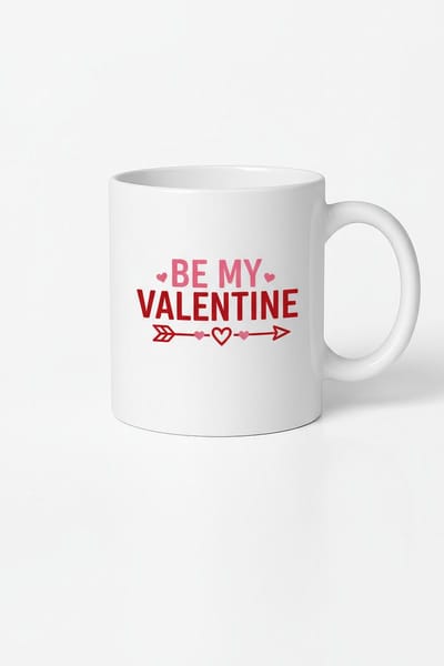 Mok Be My Valentine - Valentijnscadeau met Hartjes en Amor Pijl Design