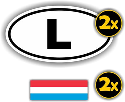 Jerma - L - Luxemburg - Vlag - Auto - Sticker - 2x ovaal 13x7 cm - 2st 7x2.5 cm - Vinyl - zelfklevend