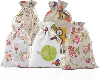 Natuurlijke Jute Tassen - 20 Stuks, Kleine Trekkoord Tassen voor Cadeaus, Bruiloft en Feestjes