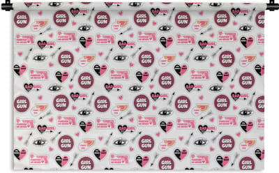 Wandkleed - Wanddoek - Meisjes - Roze - Hartjes - Design - 180x120 cm - Wandtapijt