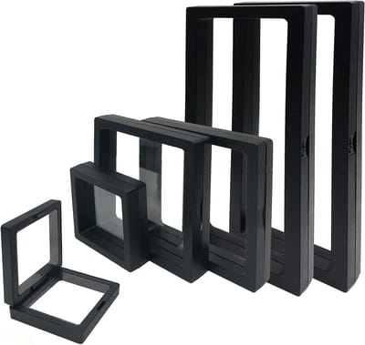 3D Floating Display Case voor Sieraden - 6 Stuks, Organiseer en Toon Juwelen met Ondersteunende Basis, Zwart