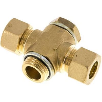 14mm & G1/2'' Brass T-stuk Knelfitting Buitendraad 89bar Verzinkt staal, met NBR inzet DIN EN 1254-2