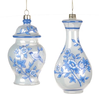 Goodwill Kersthanger Vaas Delftsblauw Wit-Blauw H 12,5 cm Voordeelass. Per 2 Stuks