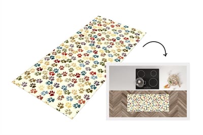 Keukenloper - Loper keuken - Patronen - Hond - Poten - 120x50 cm - Keukenloper vinyl