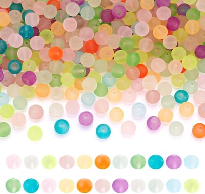 500 stks 10mm Transparante Frosted Glas Ronde Kralen Kleine Matte Crystal Ball Kralen Charms Willekeurige Gemengde Kleuren voor DIY Sieraden Maken en Sieraden Ketting Craft Maken