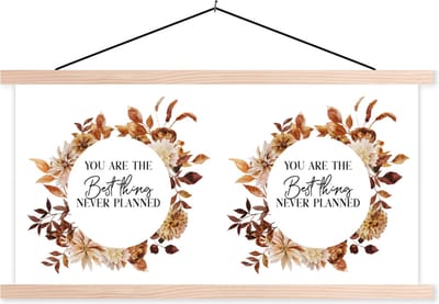 Posterhanger incl. Poster 120x60 cm - Schoolplaat - Quotes - Liefde - Spreuken - Stel - You are the best thing never planned - Textielposter - Blanke latten