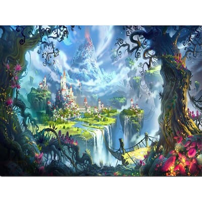 Peinture diamant 5D à faire soi-même, château de dessin animé, point de croix, décoration d'intérieur, incrustation de strass, broderie diamant 20X30CM gray