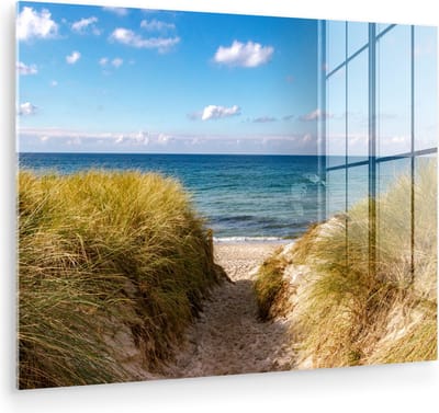 MuchoWow® Glasschilderij 160x120 cm - Schilderij acrylglas - Strand - Wolken - Duitsland - Foto op glas - Muurdecoratie woonkamer - Wanddecoratie slaapkamer - Schilderijen
