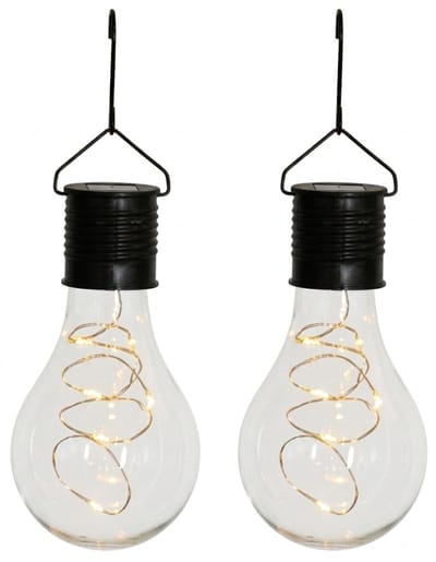 Anna's Collection Anna's Collection Solar sfeer hanglamp - 2x - tuin - lampenbol - zwart - glas - 15 cm
