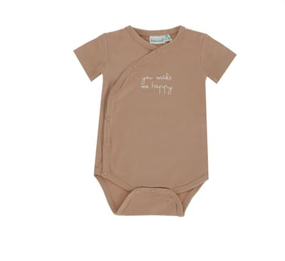 Babylook Romper Overslag Korte Mouw - Maat 50 - Warm Taupe