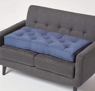 Homescapes Zitkussen voor tweezitsbank 100 x 48 cm - dik zitkussen donkerblauw
