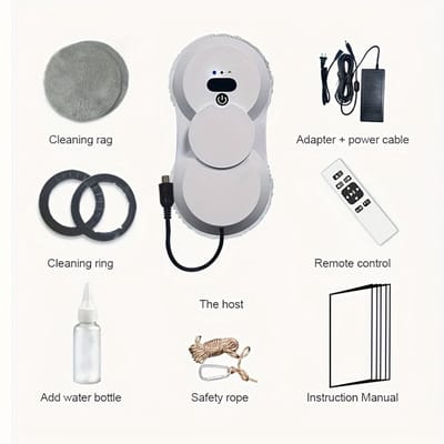 Ramenreinigingsrobot met 5600Pa Zuigkracht – Automatische Raamreiniger met Afstandsbediening – Oplaadbare Lithium Batterij – Voor Glas, Ramen en Spiegels