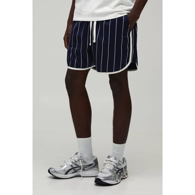 Racer Fit Tricot Jersey Shorts Met Krijtstreep | Navy | Size XS