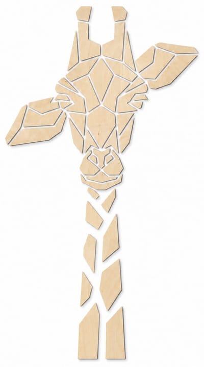 Houten wanddecoratie - Wooden wall decoration | Giraf 112 x 200cm Giraffe | Licht hout - Natural wood | Geometrische muurdecoratie - Geometric wall art - Origami Design Wandfiguur - Echt Hout - Real Wood - Afrikaanse Dieren