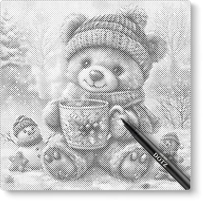 Beertje met muts | Dot painting | 40x40cm | Dot painting | Oh My Dotz | Dots stippen | Diamond painting & Schilderen op nummer alternatief | Happy hobby