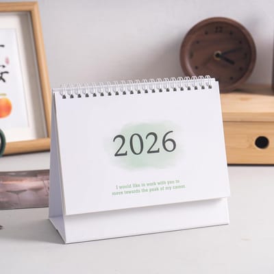 Bureaukalender 2026-2027 – Juli 2026 t/m December 2027 – Spiraalgebonden Tafelkalender – Opvouwbare Bureauplanner met Maandoverzichten, Takenlijst en Notitieruimte – Groen – 1 Stuk