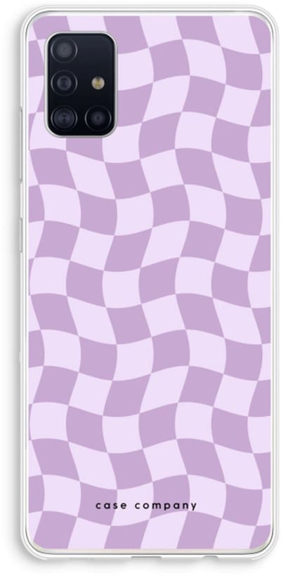 Case Company® - Hoesje geschikt voor Samsung Galaxy A51 4G hoesje - Grid Paars - Soft Cover Telefoonhoesje - Bescherming aan alle Kanten en Schermrand