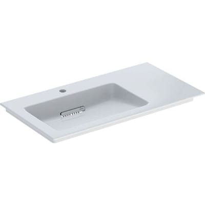 Geberit ONE - Meubelwastafel 90x48x13 cm, verborgen overloop, met kraangat, horizontale afvoer, KeraTect, wit 505.007.00.1