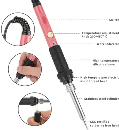 Soldeerboutset met instelbare temperatuur voor elektrische reparaties en soldeerwerkzaamheden